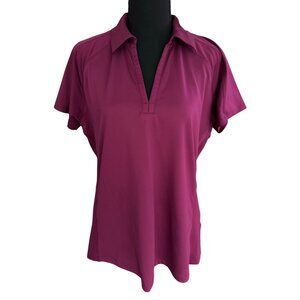 Annika Women's Collared Magenta Golf Shirt - Size Large